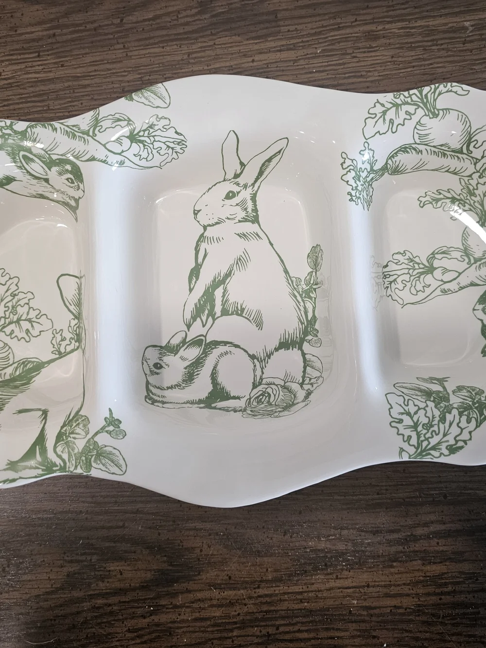 Bunny Toile By J. Wilfred Ceramic Divided Serving Plate